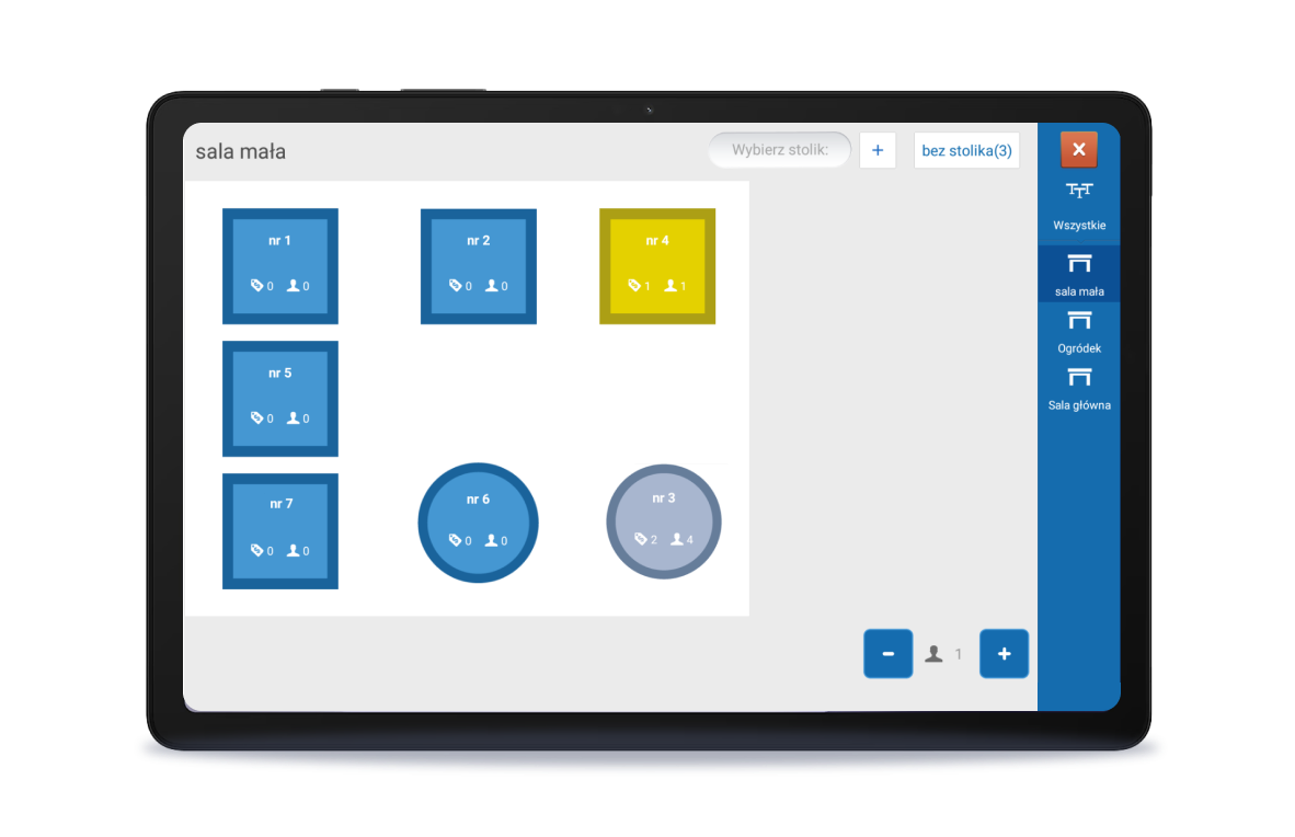 Układ sali i stolików w systemie POSbistro