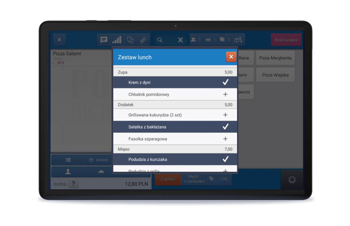 System POSbistro z opcją personalizacji zamówień i zmian w menu, pozwalający na dostosowanie oferty do potrzeb klientów.