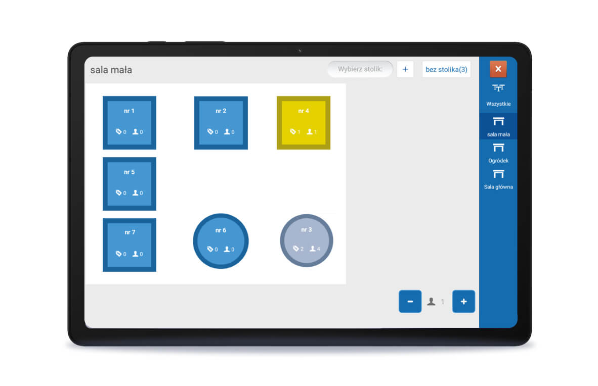 Układ sali i stolików w systemie POSbistro