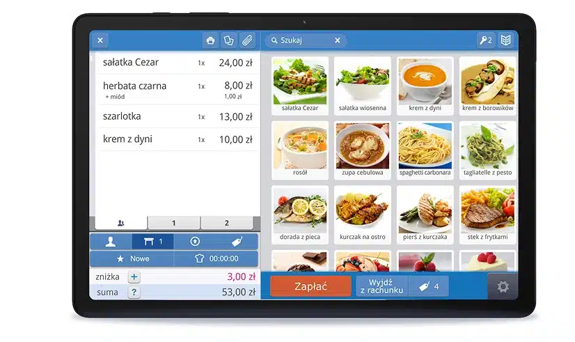 tablet z systemem POSbsitro do przyjmowania zamówień